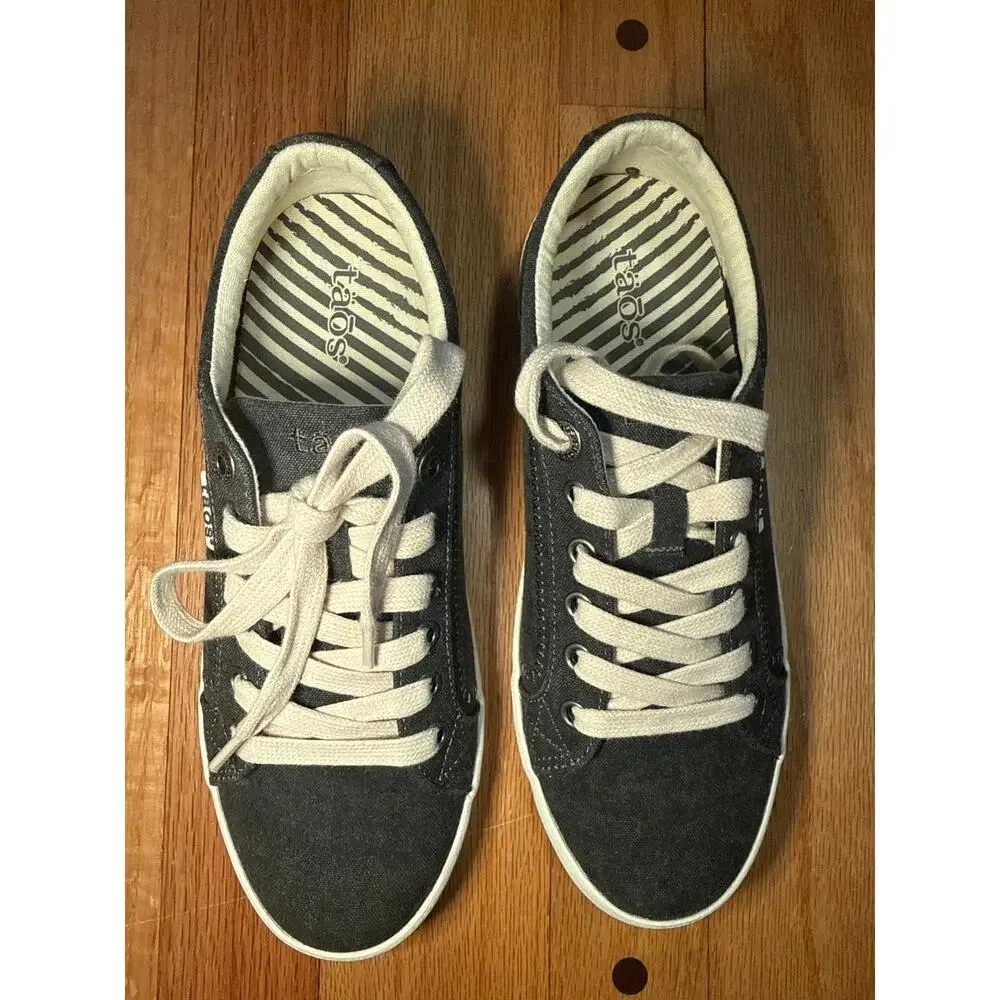 Taos Star Charcoal Wash Canvas Sneakers Womens Sz 7.5 M Comfort Shoes Box